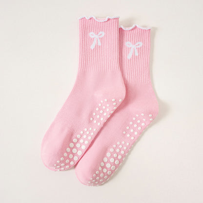 Womens Bow Grip Pilates Socks Non Slip Yoga Socks