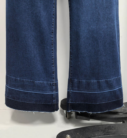 Vintage Washed Wide Leg Jeans Patch Pocket High Rise