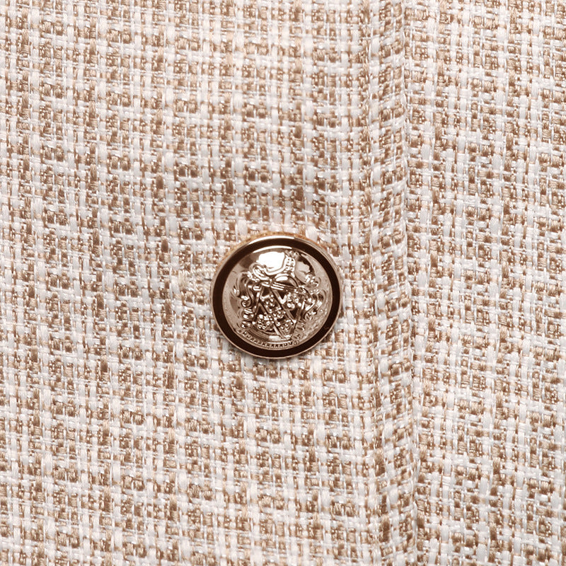 Plaid Tweed Button Front Bomber Jacket