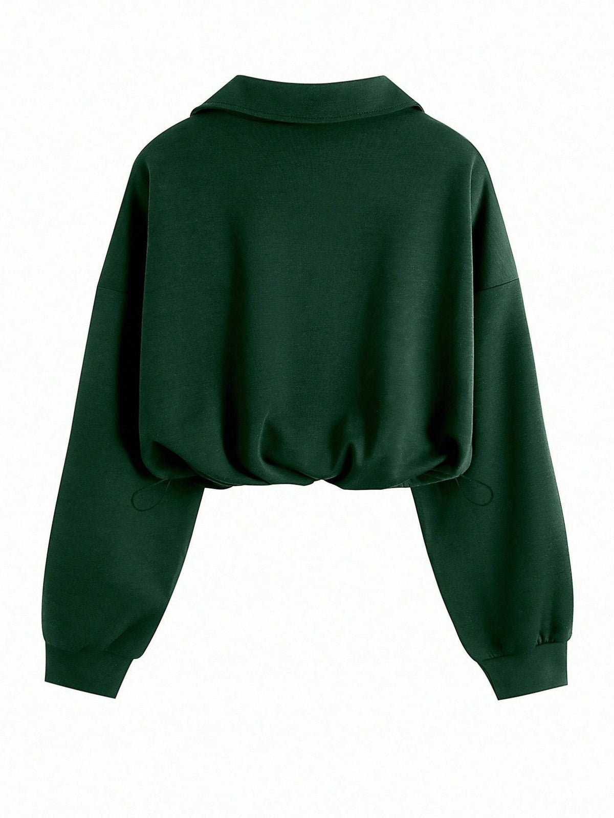 Women's Cropped Quarter Zip Drawstring Waist Sweatshirt