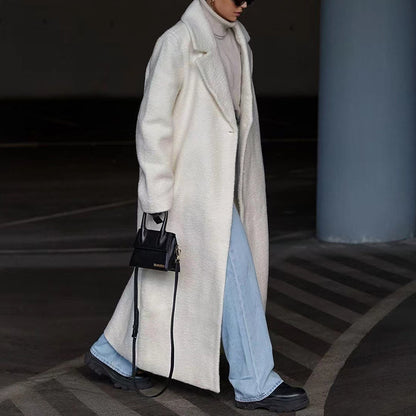 Women's Faux Fur Long Coat Lapel Thick Warm Winter Jacket