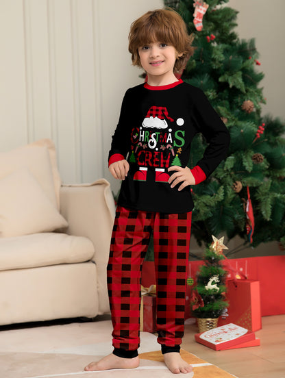 Plaid Alphabet Parent-Child Printed Christmas Pajama Set