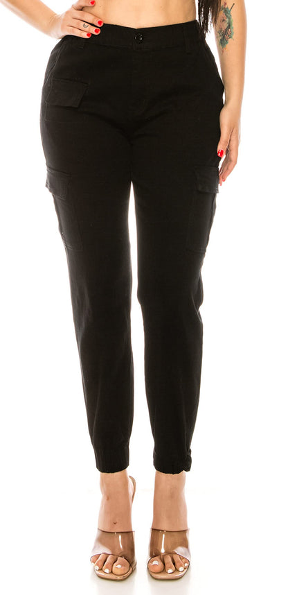 Womens High Waist Cargo Joggers Elastic Waist Pocket Pants