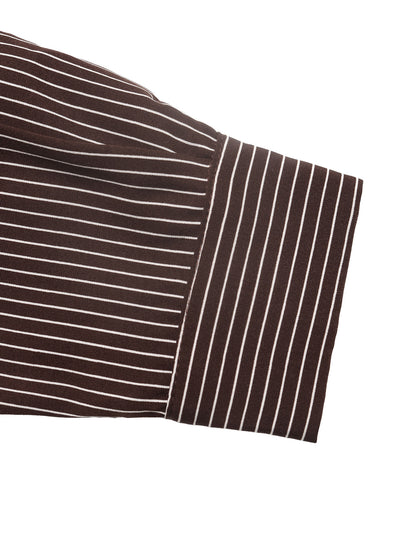Striped Shirt Jumpsuit Button Front Cropped Pants
