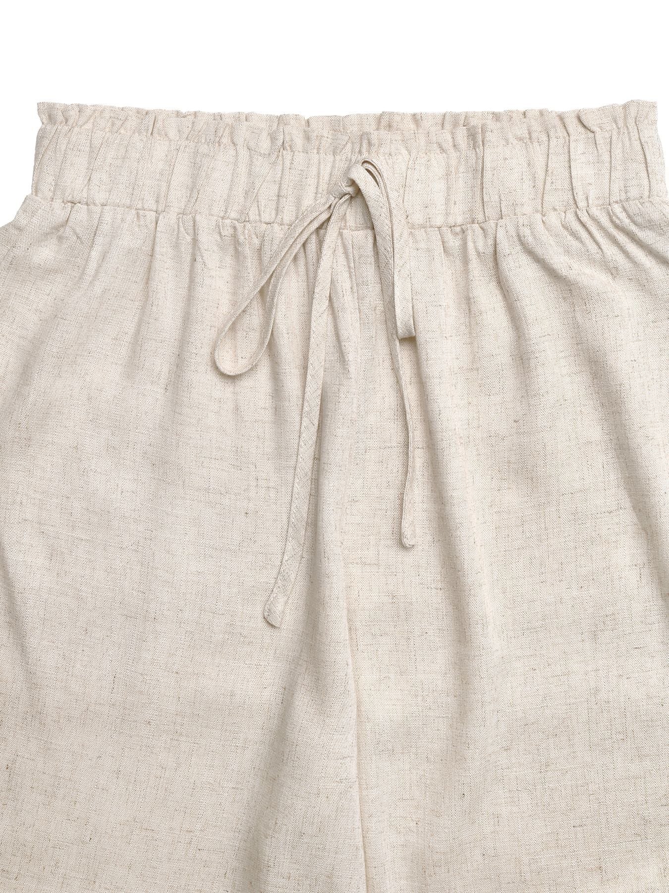 Summer Casual Straight-Leg Pants Elastic Waist Wide Leg Trousers