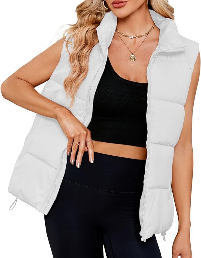 Women's Quilted Puffer Vest Stand Collar Sleeveless Jacket