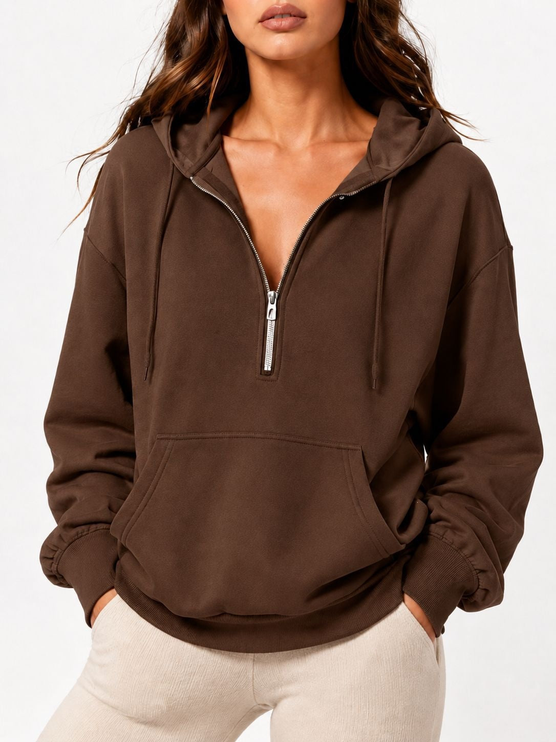 Women's Oversized Half Zip Hoodie Pullover Sweatshirt