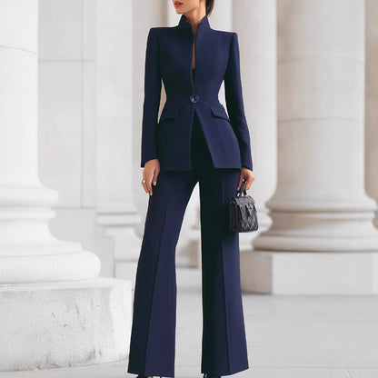 Women's 2 Piece Blazer Wide Leg Pants Suit Set