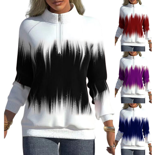 Plus Size Quarter Zip Pullover Long Sleeve Half Zip Neck Sweatshirt