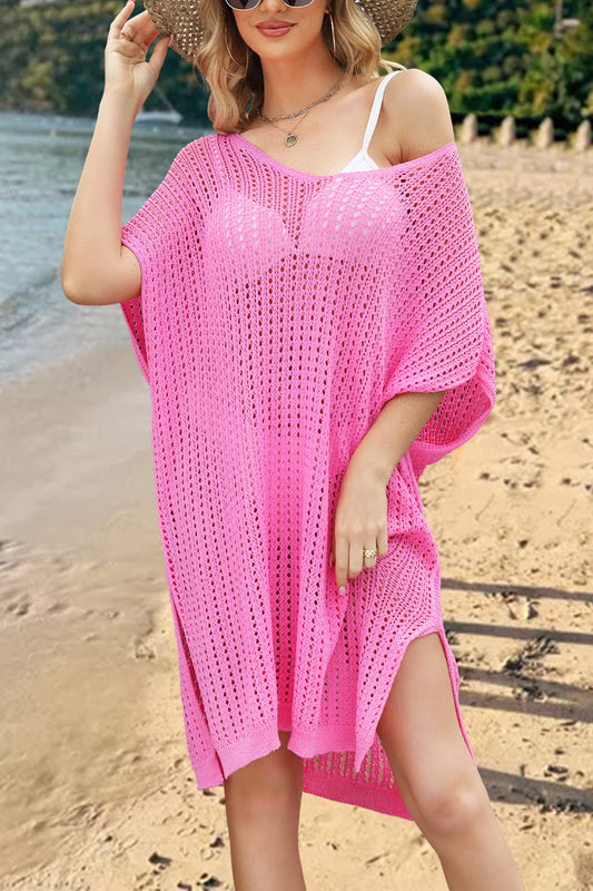 Crochet Swim Cover Up Dress V Neck Beach Knit Coverup