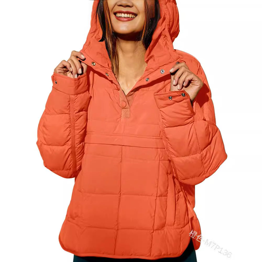 Women's Oversized Hooded Puffer Pullover Jacket