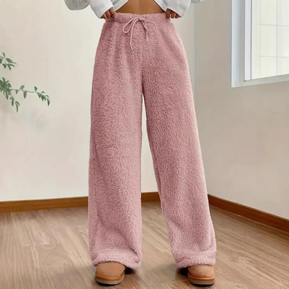 Women's Sherpa Fleece Wide Leg Cozy Winter Lounge Pants