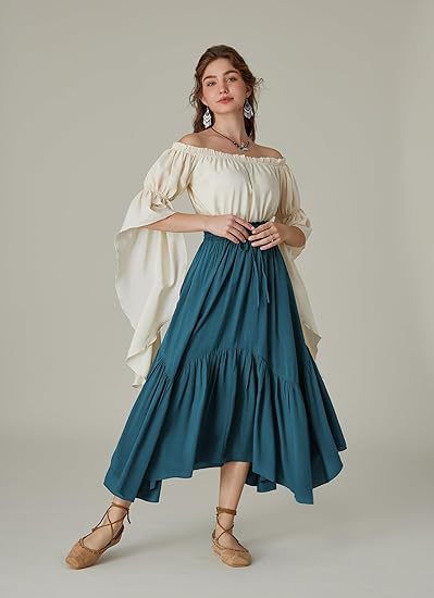 Women's High-Waisted Tiered Maxi Skirt – Vintage Boho Long Skirt