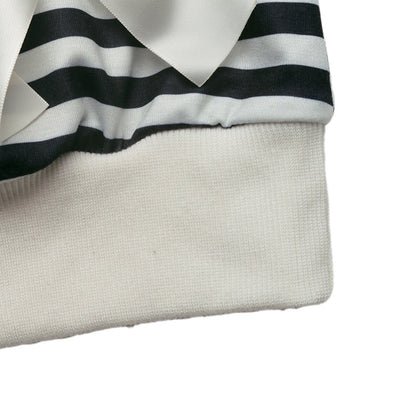 Striped Bow Sweatshirt Crew Neck Oversized Pullover