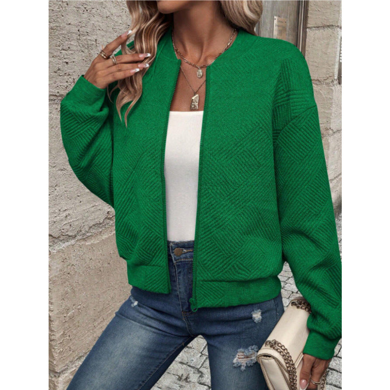 Women's Casual Quilted Zip Up Bomber Jacket