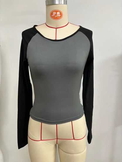 Women's Y2K Star Print Raglan Slim Fit Long Sleeve Top