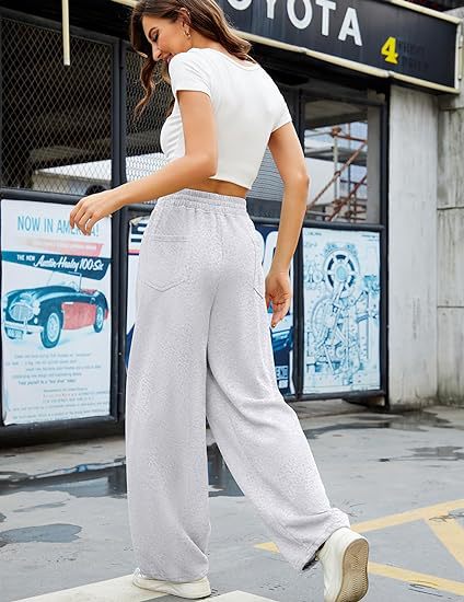 High Waist Drawstring Wide Leg Lounge Pants