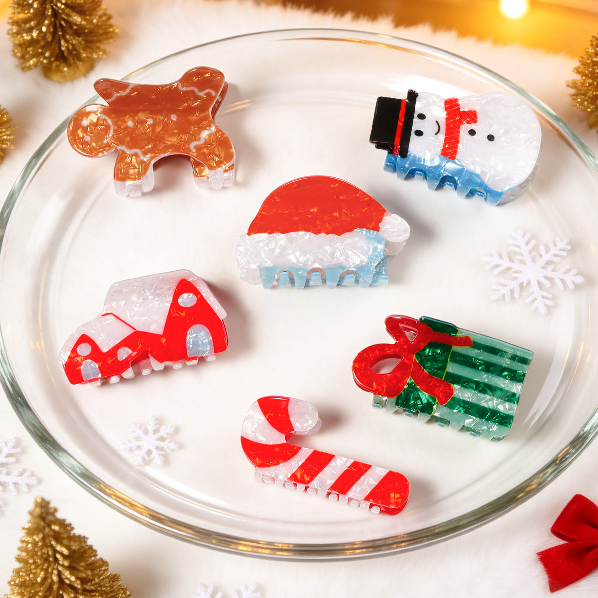 Christmas Hair Claw Clips Festive Holiday Winter Claws