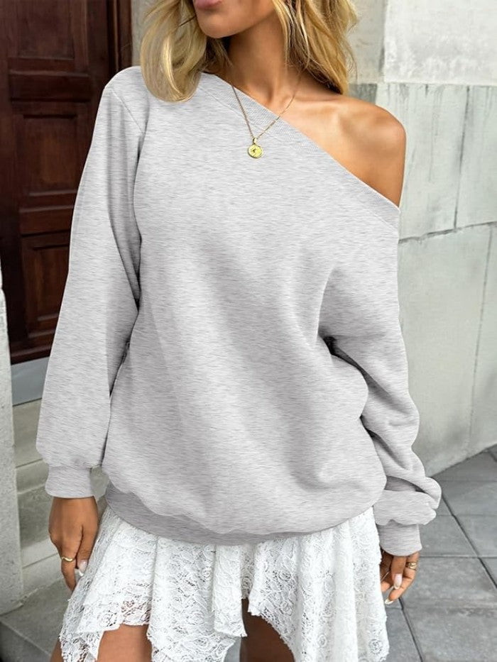 Off Shoulder Sweatshirt Women Oversized Casual Pullover