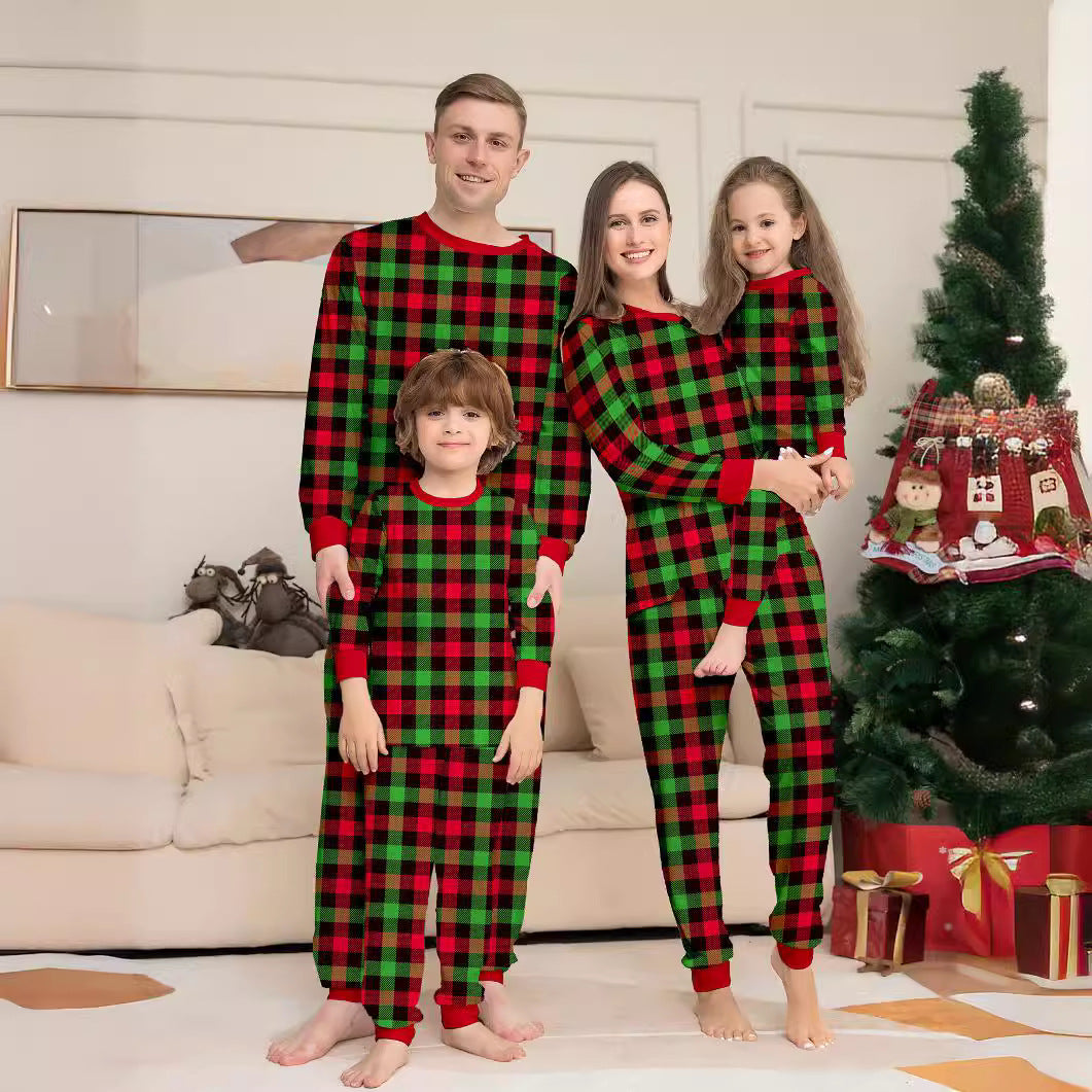 Plaid Parent-child Print Loungewear Christmas Pajama Set