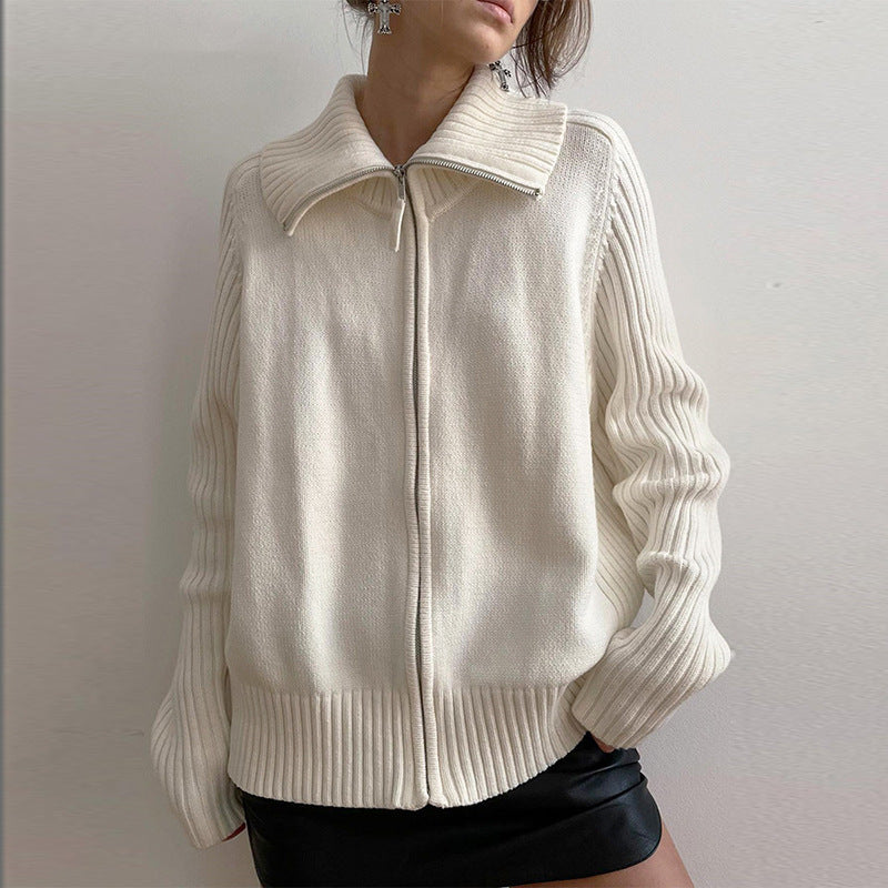 Women's Y2K Oversized Full Zip Collar Cardigan Sweater
