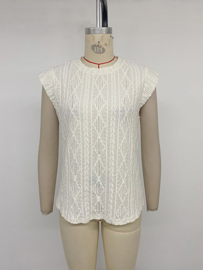 Women's Oversized Textured Knit Crew Neck Casual Top