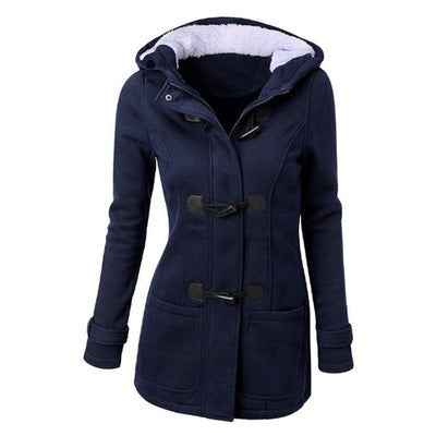 Women's Plus Size Hooded Toggle Coat Fleece Lined Jacket