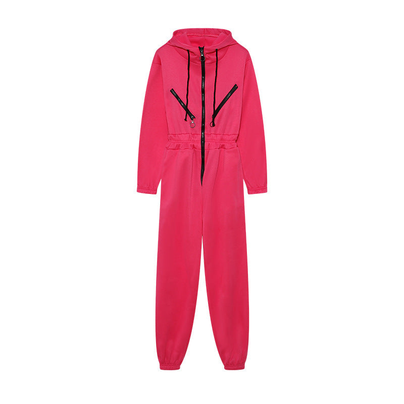 Women Hooded Zip Up Jumpsuit Long Sleeve Loungewear