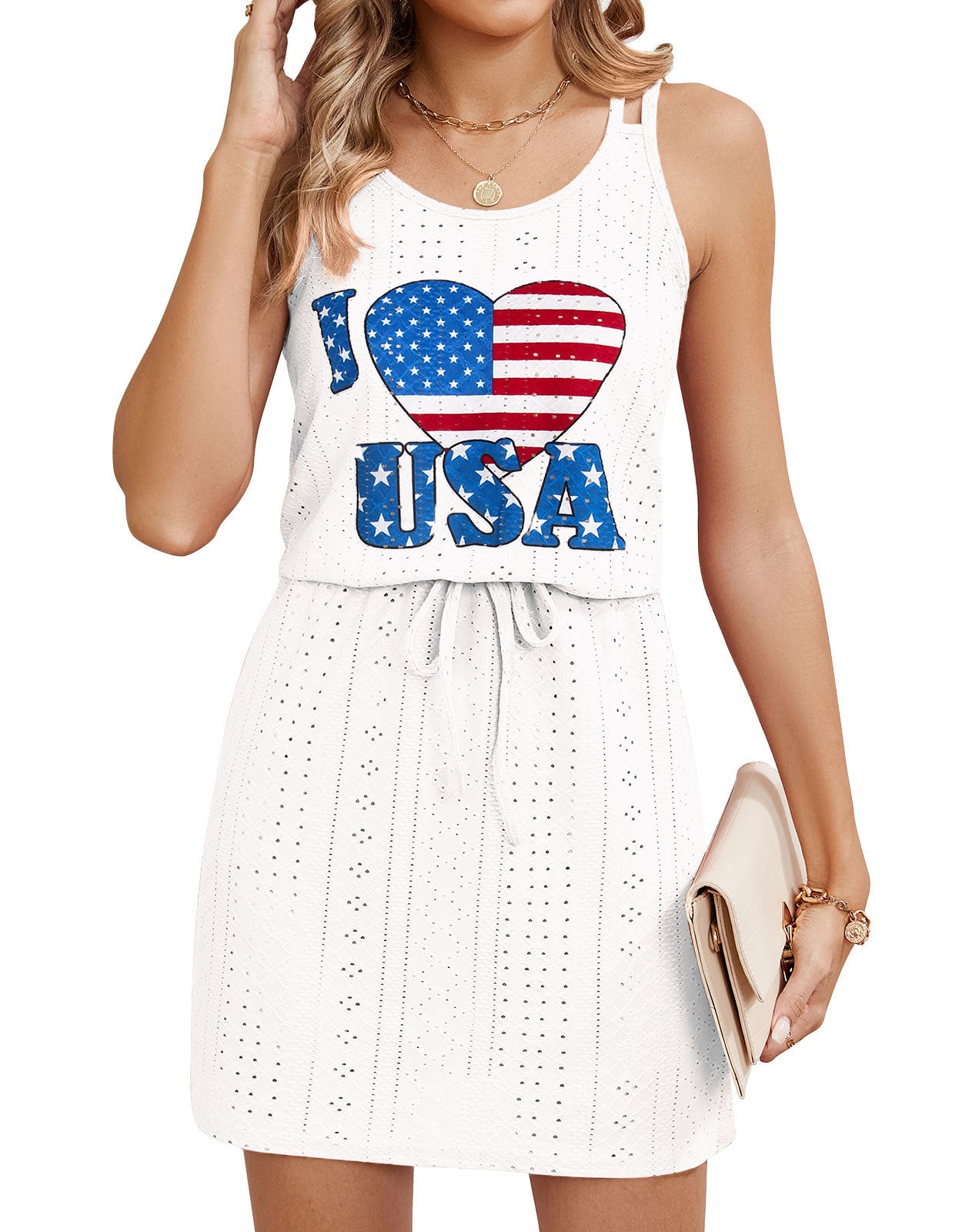 Open Knit Swim Cover Up Sleeveless Boho Beach Dress
