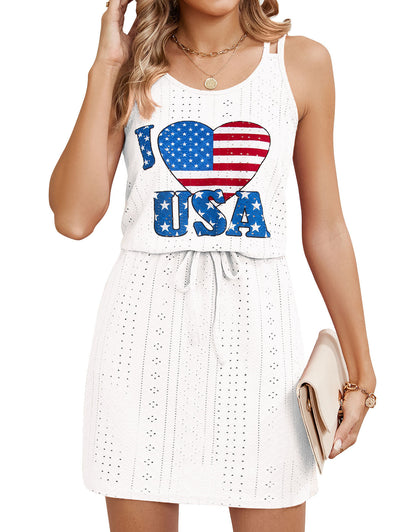 Open Knit Swim Cover Up Sleeveless Boho Beach Dress