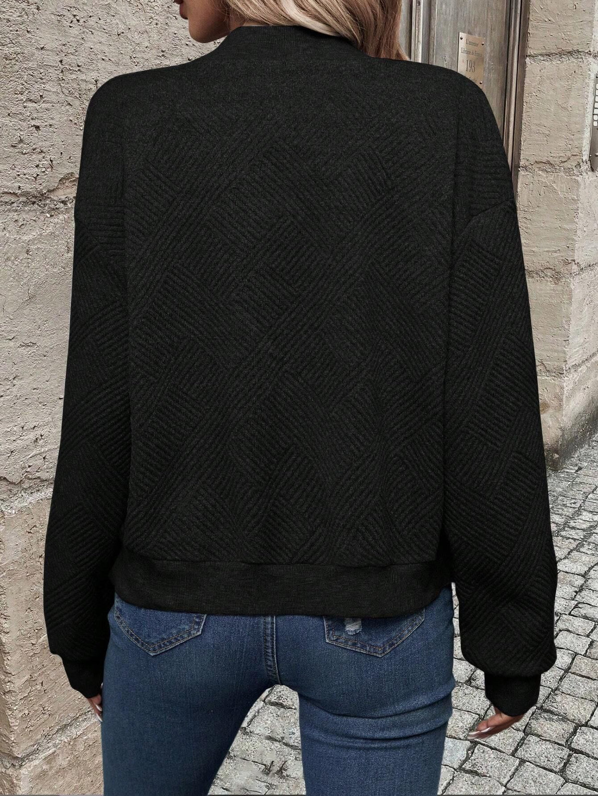 Women's Casual Zip-Up Bomber Jacket Textured Lightweight
