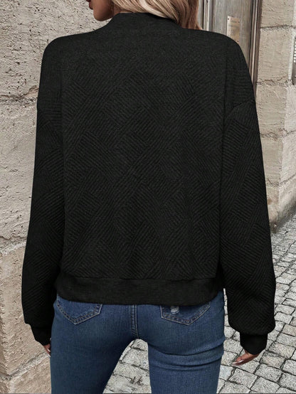 Women's Casual Zip-Up Bomber Jacket Textured Lightweight