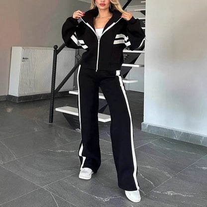 Women's Y2K Striped Zip-Up Tracksuit Set