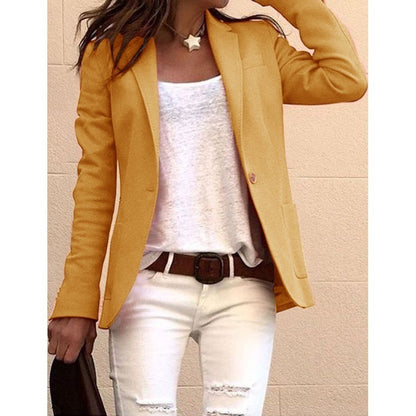 Women's Slim Fit Solid Blazer Long Sleeve Office Jacket