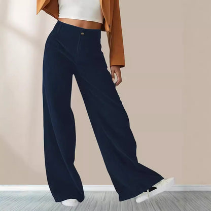 Womens Corduroy High Waisted Straight Leg Pants