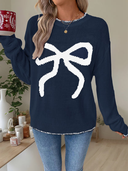 Christmas/Valentine’s Day Bow Knit Sweater Holiday Pullover