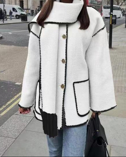 Women's Fringe Scarf Jacket Cropped Embroidered Coat