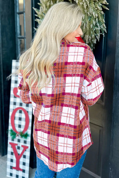 Plaid Shacket Button Down Oversized Shirt Jacket