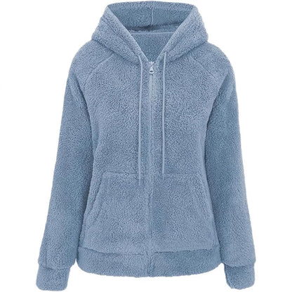Women's Oversized Sherpa Zip Up Hoodie Jacket