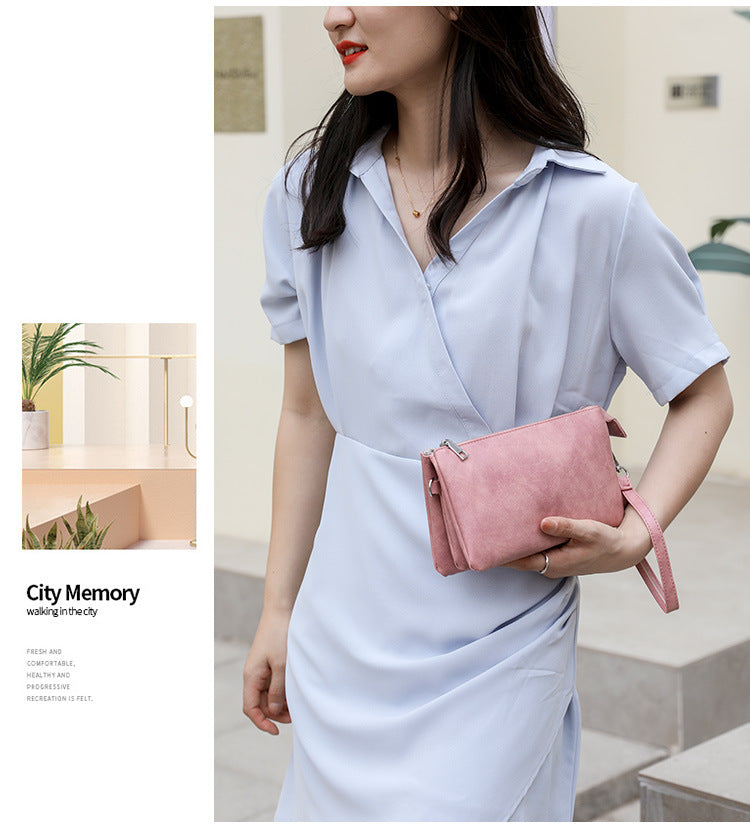 Envelope Style Crossbody Wallet Clutch with Zipper Closure