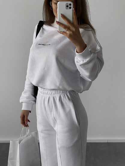 Women's Crop Sweatshirt Jogger Two Piece Set
