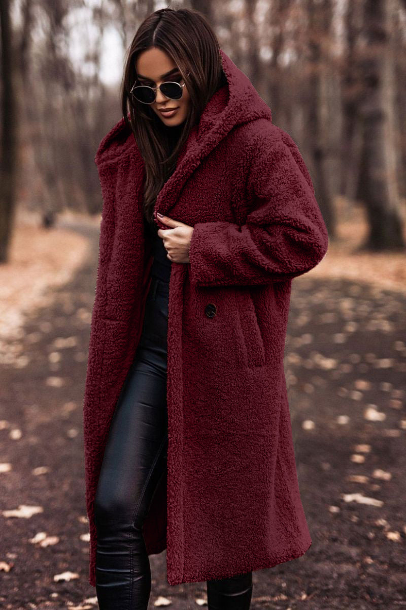 Women's Oversized Teddy Long Hooded Winter Coat