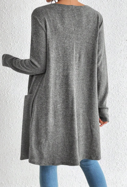 Women's Open Front Long Cardigan with Pockets Soft Knit