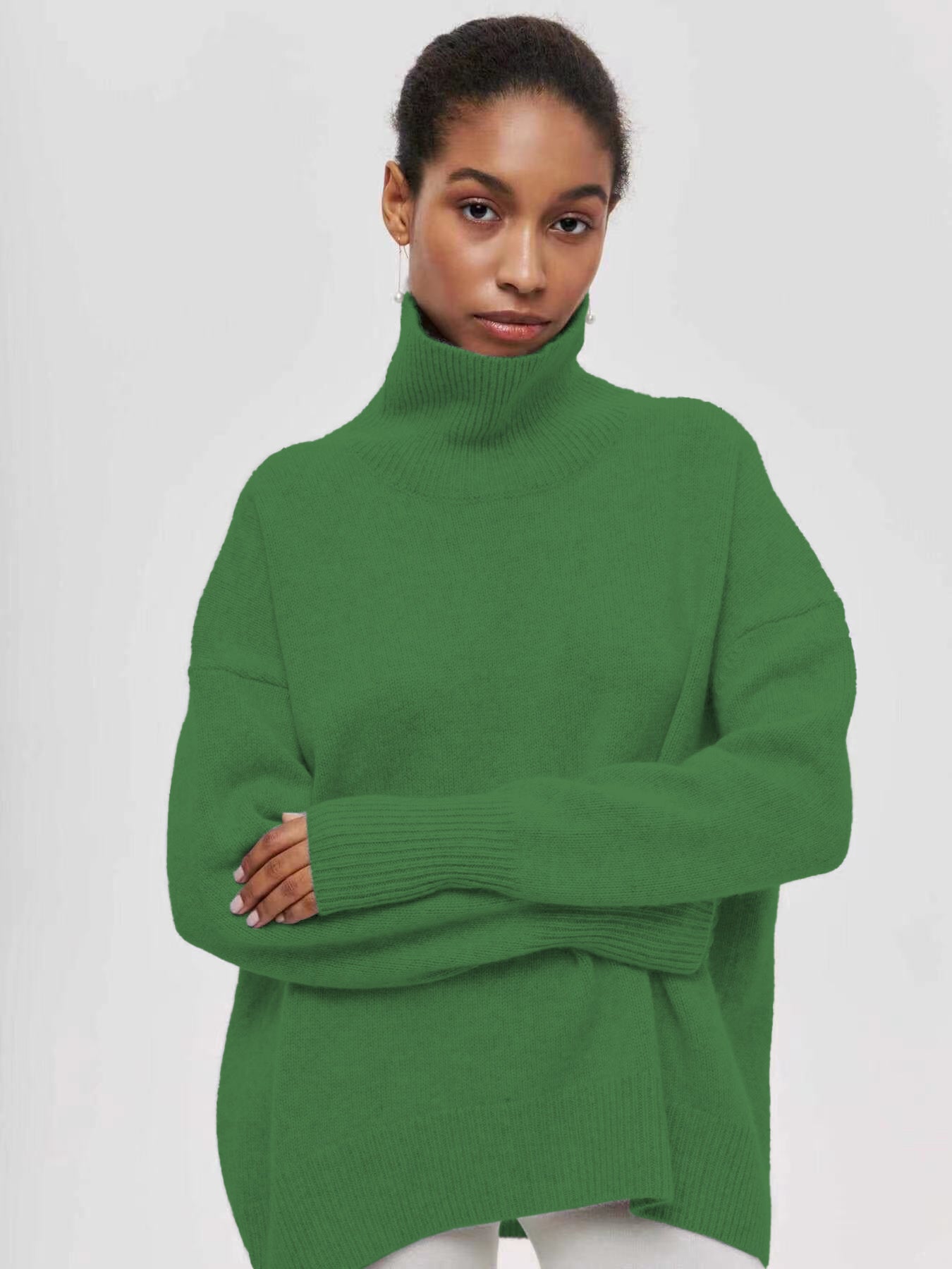 Women's Oversized Mock Neck Sweater Casual Fall Winter