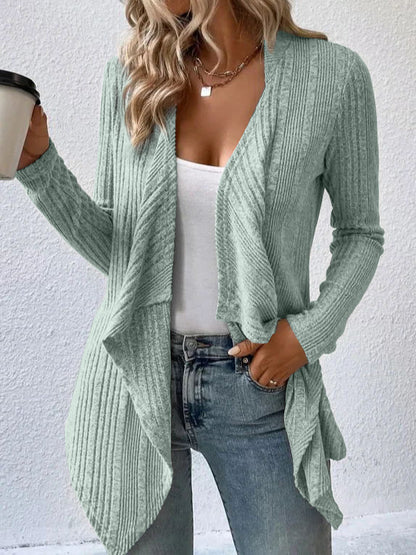 Women's Ribbed Open Front Cardigan Long Sleeve Knit Sweater