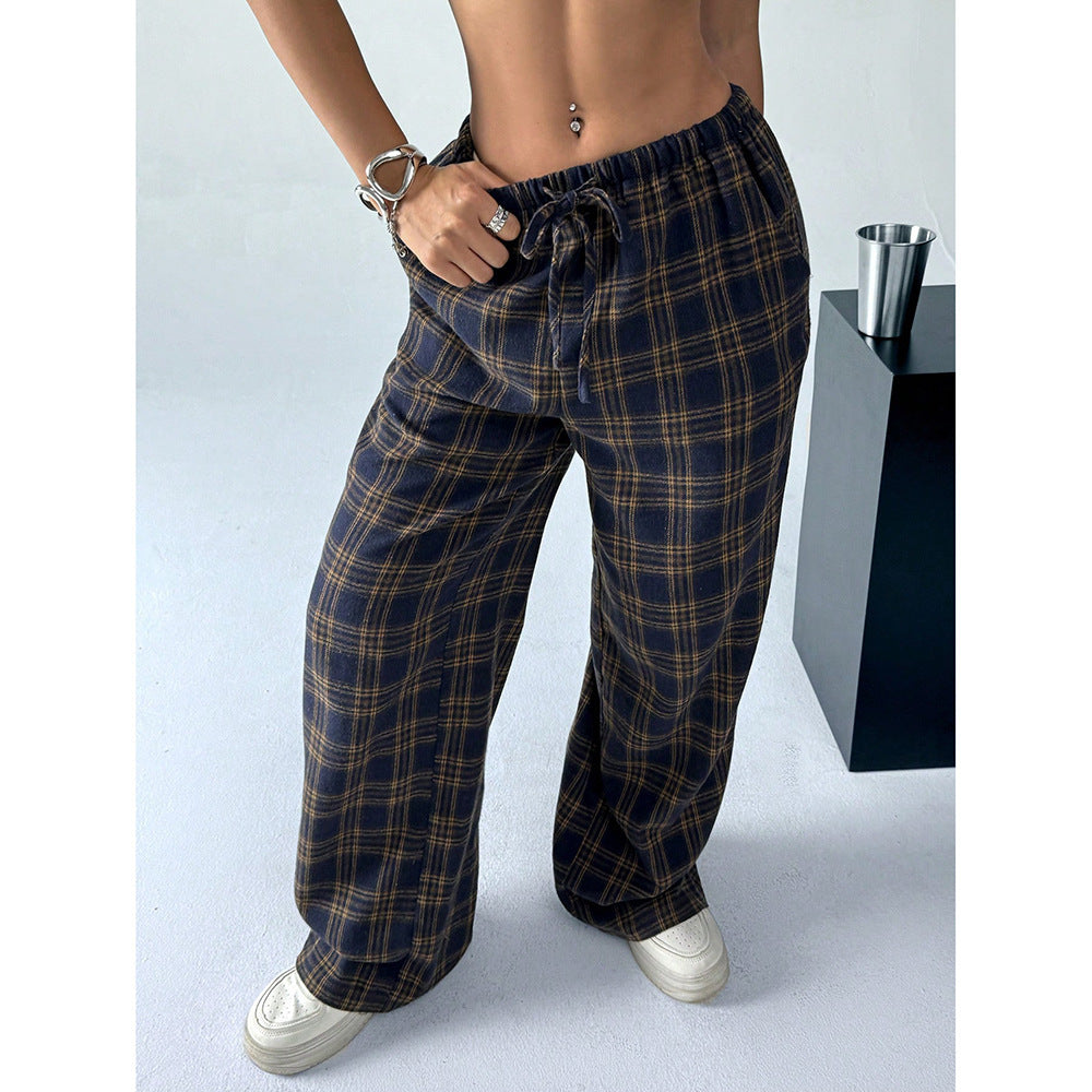 Leopard Print Wide Leg Pants High Waist Pocket Casual