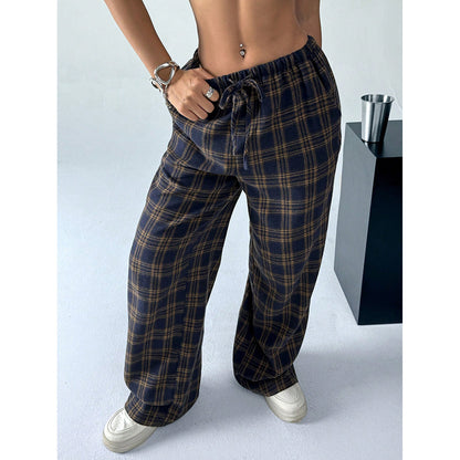 Leopard Print Wide Leg Pants High Waist Pocket Casual