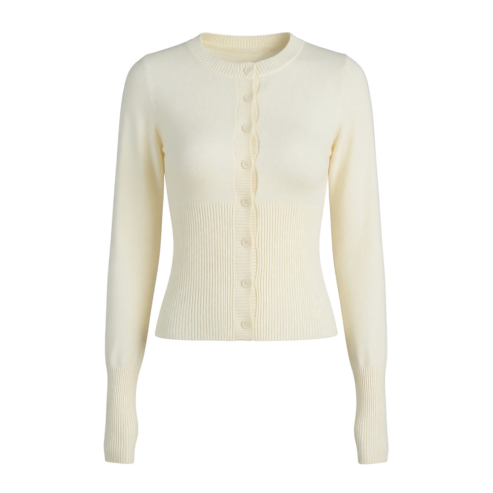Women's Fitted Button Front Long Sleeve Knit Cardigan