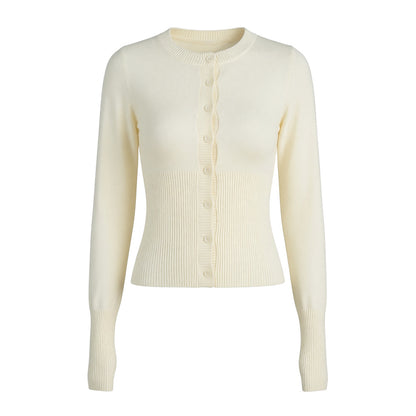 Women's Fitted Button Front Long Sleeve Knit Cardigan