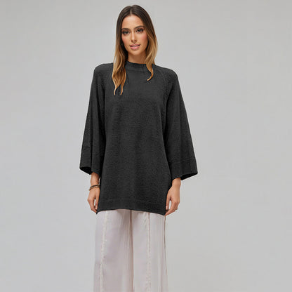Oversized Knit Sweater Crew Neck Pullover Casual Top